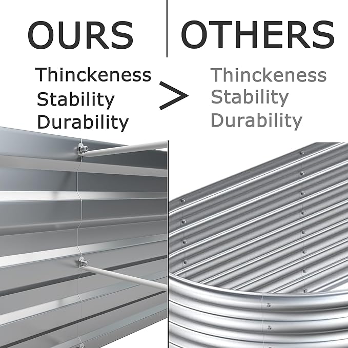 8x4x1ft(2 PCS) Galvanized Raised Garden Bed,Outdoor Planter Box Metal Patio Kit Planting Bed for Vegetables Flowers Herb,Silver