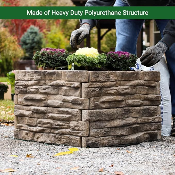 Raised Garden Bed Tan/Brown Ledgestones Composite Polyurethane Natural Look Stone Garden Planter Box (6-Pack)