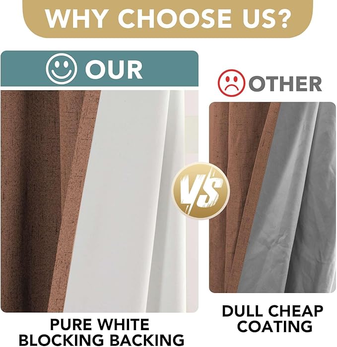 H.VERSAILTEX 100% Blackout Curtains for Bedroom Thermal Insulated Linen Textured Curtains Heat and Full Light Blocking Drapes Living Room Curtains 2 Panel Sets, 52x96 - Inch, Washed Spice