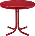 Crosley Furniture Griffith Weather Resistant Retro Metal Outdoor Side Table for Patio, Deck, Porch, Red