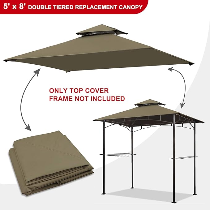 Eurmax USA High Performance Grill Gazebo Canopy Replacement Cover 5x8 BBQ Shelter Top(Cocoa)