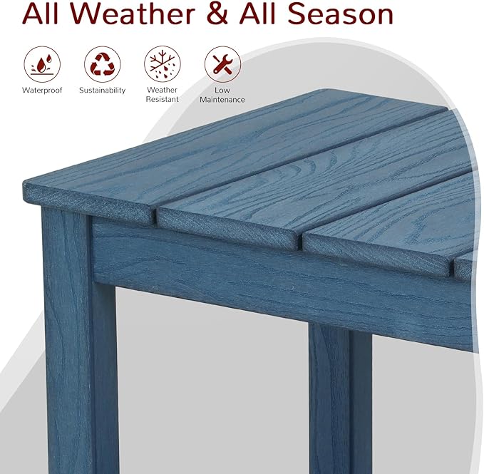 Stoog Outdoor Side Table, All-Weather Adirondack Side Table, Never Fade or Rot, for Backyard, Garden, Pool, Lawn, Porch, Blue
