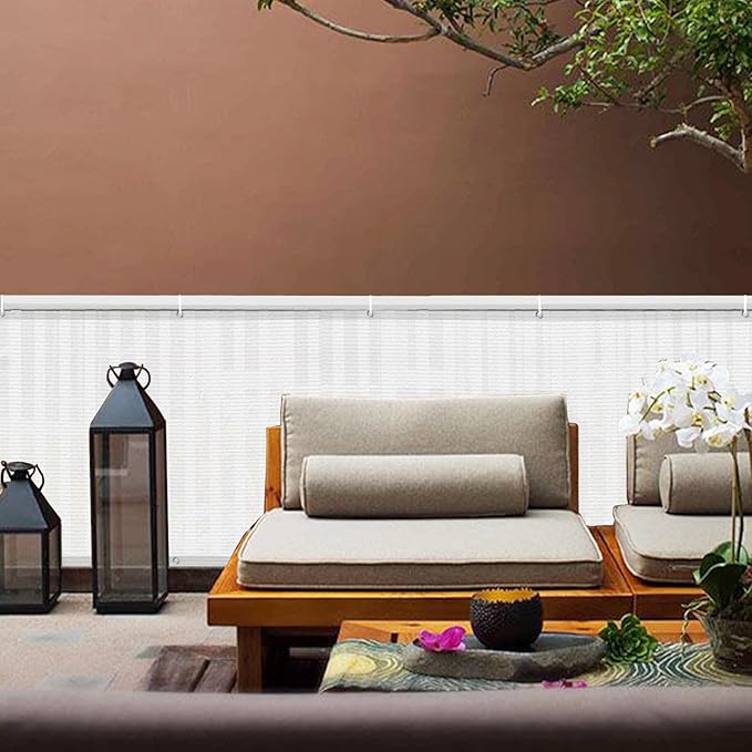 LOVE STORY Balcony Privacy Screen, 3'x12' Deck Shield Screen Fence Cover,UV Protection and Weather-Resistant,3 FT Height for Deck, Patio, Backyard, Outdoor Pool, Porch, Railing, White