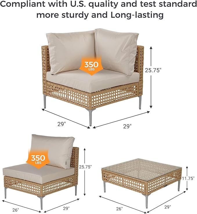 Grand patio 10-Piece Patio Furniture Set with 47" Fire Pit Table, Outdoor Conversation Set & 50,000 BTU 47 Inch Rectangle Propane Fire Pit & Storage Box with Water Resistant Thick Cushions, Cream