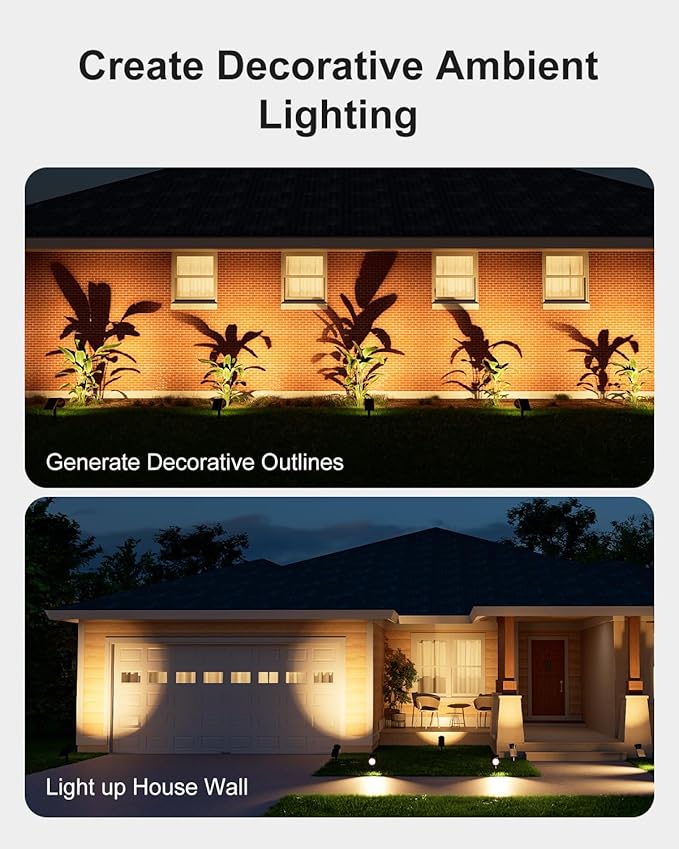 Solar Power Spot Lights Outdoor Waterproof for Christmas Decorations, Flag, Tree, Wreath, Santa Claus, Snowman, Bright LED Landscape Lamp Uplights for Outside Garden, Yard, Patio, Sidewalk,Warm White