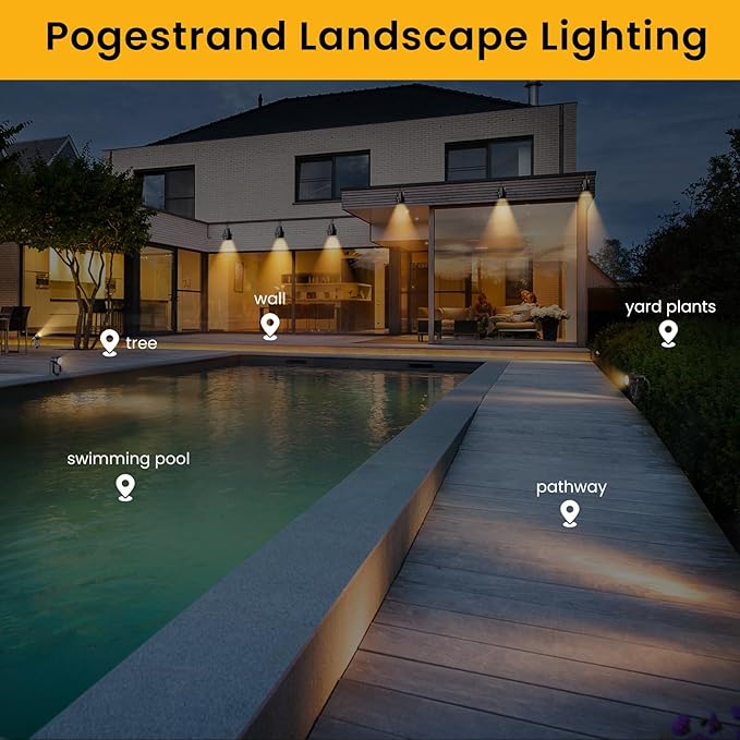 Low Voltage Landscape Lighting,4 Pack Outdoor LED Landscape Spotlights with Transformer 27V Garden Lights Pathway Lights IP65 Waterproof 3000K Warm White