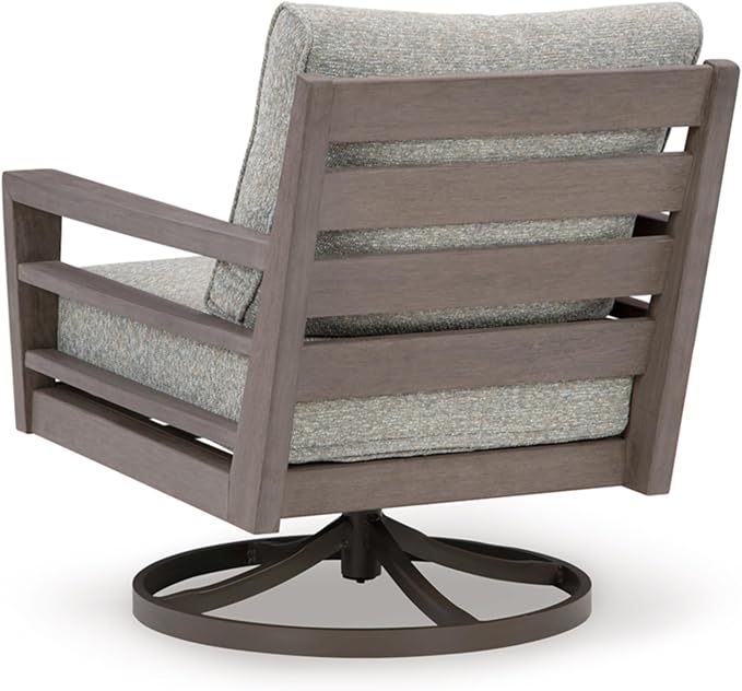 Signature Design by Ashley Hillside Barn Urban Nuvella Weather Resistant Fabric Outdoor Swivel Lounge with Cushion, Light Brown & Light Gray