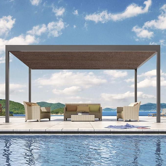 Eden's Decor Straight Flat-Edged Sun Shade Sail Rectangular 9' x 11' Brown UV-Blocking Outdoor Canopy Fabric Cloth Awning for Pergola Patio Garden Backyard Custom Size