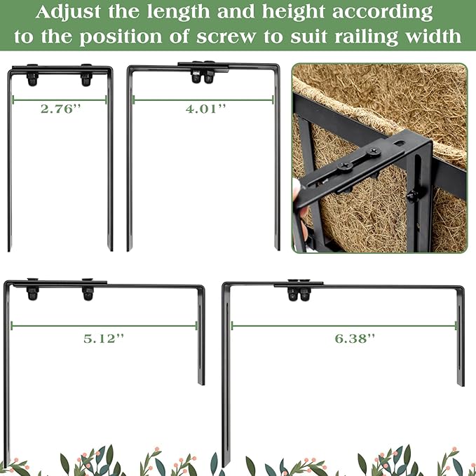 ZeeDix Railing Planter Boxes, 24 Inch Window Flower Box Planters with Coco Liner & Adjustable Brackets for Deck Porch Fence Patio Balcony Gardening Outdoor Plants (2 Pack)