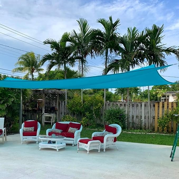 Quictent 12x16ft 185G HDPE Rectangle Sun Shade Sail Canopy 98% UV Block Outdoor Patio Garden with Hardware Kit (Turquoise)