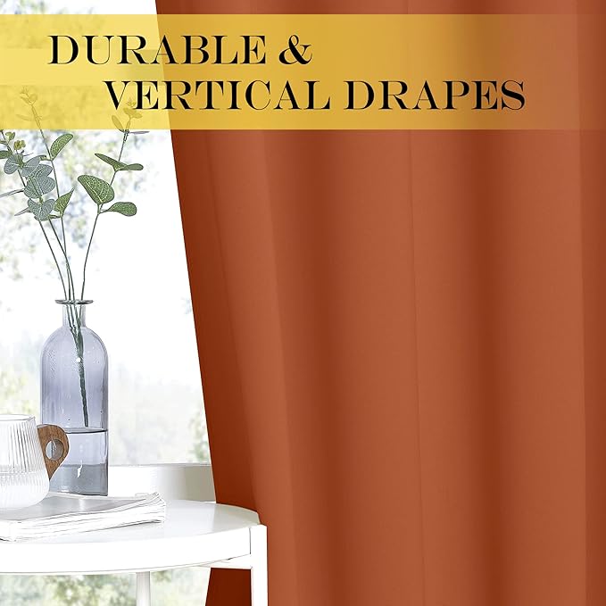 NICETOWN Blackout Room Divider Curtains for Sliding Glass Doors 102 Inches Long 1 Panel, Extra Wide Curtains for Doorway Patio Bedroom Living Room (Burnt Orange, 80Wx102L, 1 Panel)