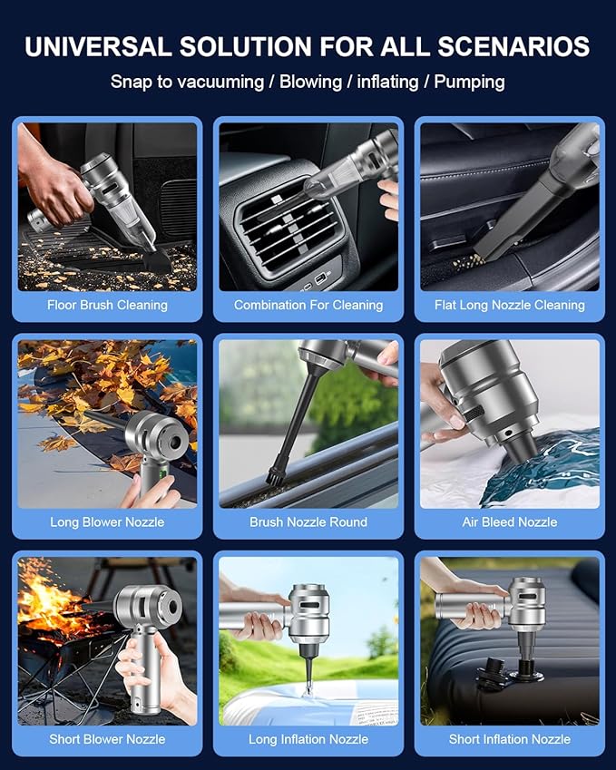 Car Vacuum,3 Suction Modes,Portable Mini Cordless Cleaner with 21000pa Suction Power,Type-C Charge,Handheld Vacuum for Home,Car, Office Desk, Keyboards(Mysterious Silver)