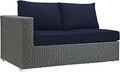 Modway EEI-1858-CHC-NAV Sojourn Wicker Rattan Outdoor Patio Coffee Table, Left-Arm Loveseat, Canvas Navy