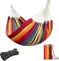 JoyView Brazilian Hammock for Single Person Portable Hammock with Hanging Ropes & Carry Bag Large 78.8x39.4” for Patio 300LBS Capacity Perfect for Outdoor/Indoor - Red Stripes