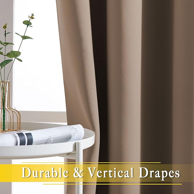 NICETOWN Blackout Blinds for Patio Door, Sliding Door Insulated Blackout Curtains, Extra Wide Curtain with Grommet Top for Villa/Hall/Parlor (Cappuccino, 80 inches W x 84 inches L)