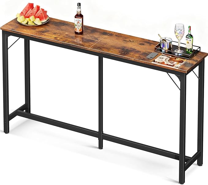 ODK 71 Inch Bar Table, Bar Height Pub Table, Counter Height Bar Table, Rectangular High Top Kitchen & Dining Counter Tables with Sturdy Legs & Easy-to-Clean Top, Vintage Brown