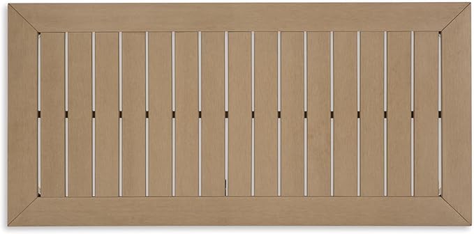 Signature Design by Ashley Hallow Creek Casual UV Resistant Resin Outdoor Coffee Table, Light Brown