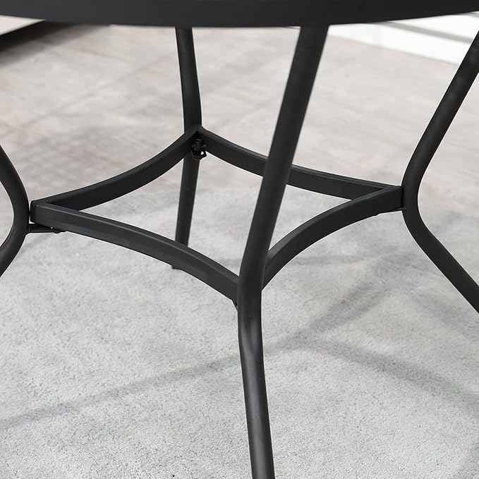 Outsunny 35" Round Outdoor Patio Bistro Dining Table, French Cafe Style, Conversation Space, Fast Drying Metal Mesh Tabletop for Garden, Backyard, Poolside, Black