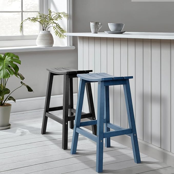 Stoog All-Weather Bar Stools Set of 4, 28" Height Outdoor Bar Stools, Low Maintenance, for Patio, Deck, Kitchen Counter, and Garden, Black