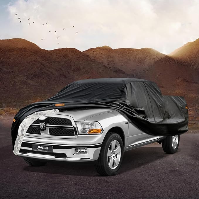 Kayme Truck Cover Custom Fit Dodge Ram 1500(1994-2001) Regular Cab Long Bed. Full Exterior Heavy Duty Outdoor Pickup Truck Car Cover Waterproof All Weather.Car Tarp for Wind Sun Dust Protection.Black