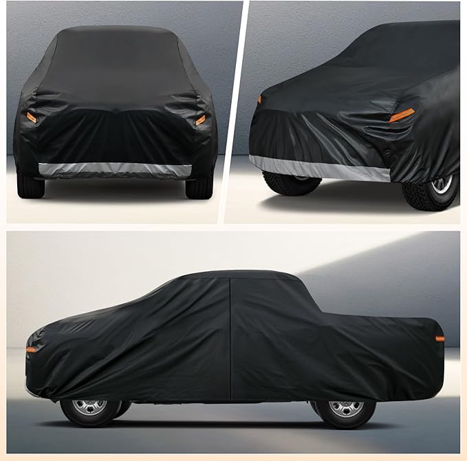 Kayme Truck Cover Custom Fit Dodge Ram 1500(1994-2001) Regular Cab Short Bed. Full Exterior Heavy Duty Outdoor Pickup Truck Car Cover Waterproof All Weather.Car Tarp for Wind Sun Dust Protection.Black
