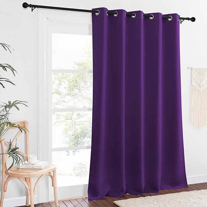 NICETOWN Blackout Curtains 84 Inch Length, Thermal Insulated Curtains for Bedroom Grommet Energy Saving Room Darkening Drapes for Living Room Window, 1 Panel, Royal Purple, 66" W x 102" L