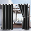 Water Proof Outside Curtains with Grommet Top for Porch, W52 x L120 Thermal Insulated Washable Outdoor Divider Drapes for Patio Gazebo Deck Pool Area Pergola Cabana (Dark Gray, 2 Panels)