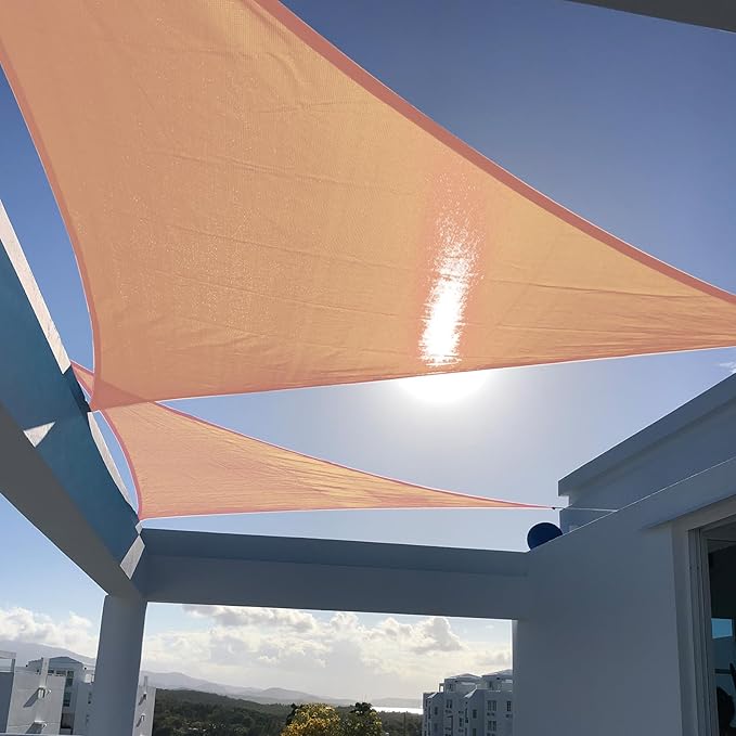 SUNNY GUARD Custom Size 14'x16'x16' Peach Fuzz Sun Shade Sail Right Triangle UV Block Shade for Backyard Yard Patio Deck Garden(Customized)