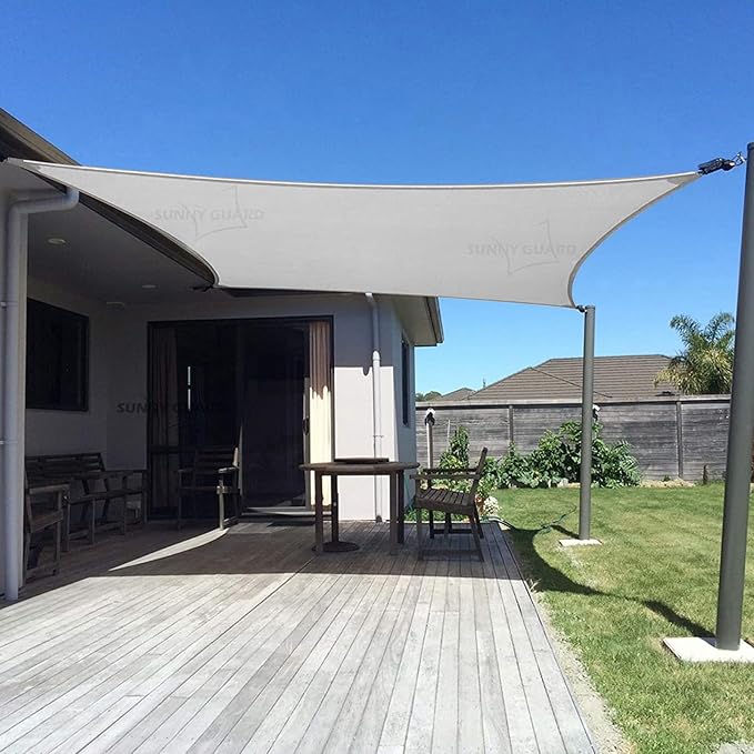 SUNNY GUARD Sun Shade Sail 8' X 16' Rectangle Silver Grey UV Block Sunshade for Backyard Yard Deck Patio Garden Outdoor Activities and Facility(We Make Custom Size)
