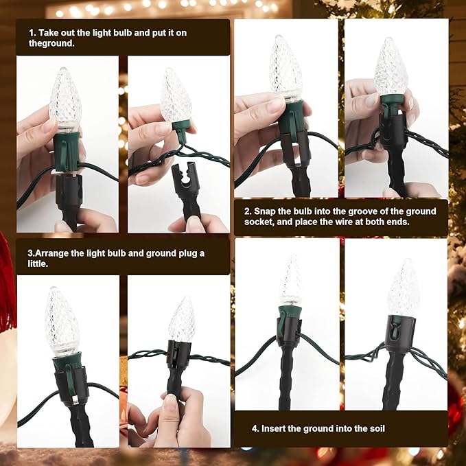 60 Pcs 5 Inch Christmas Light Stakes Universal Yard Lawn Holiday Light Stakes for C7 C9 String Lights Holders on Yards, Pathways (Black)