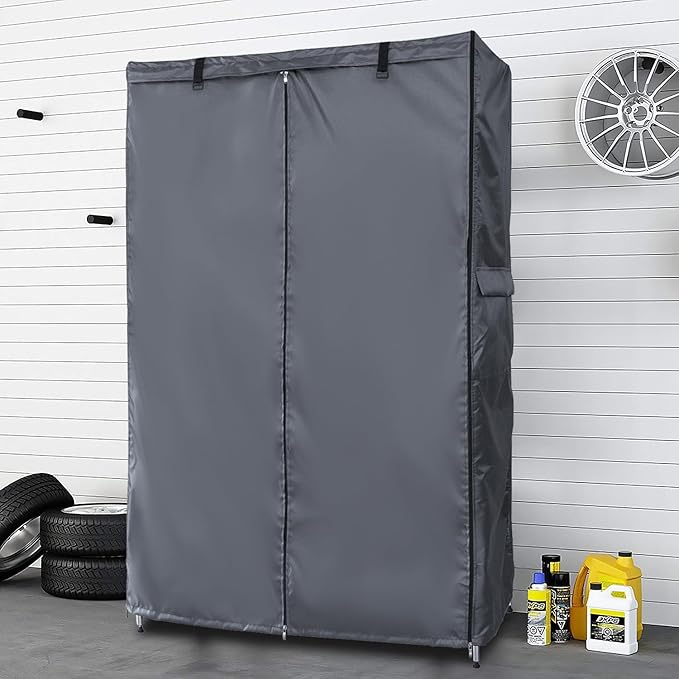 Waterproof Shelf Cover,600D Heavy Duty Dustproof Storage Wire Rack Covers,Outdoor Shelving Covers for Wire Shelves with Zipper 48''x18''x72'',Clear Front.