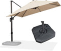 PURPLE LEAF 9 Feet Patio Umbrella with Base Outdoor Cantilever Square Umbrella Aluminum Offset Umbrella with 360-degree Rotation for Garden Deck Pool Patio, Beige