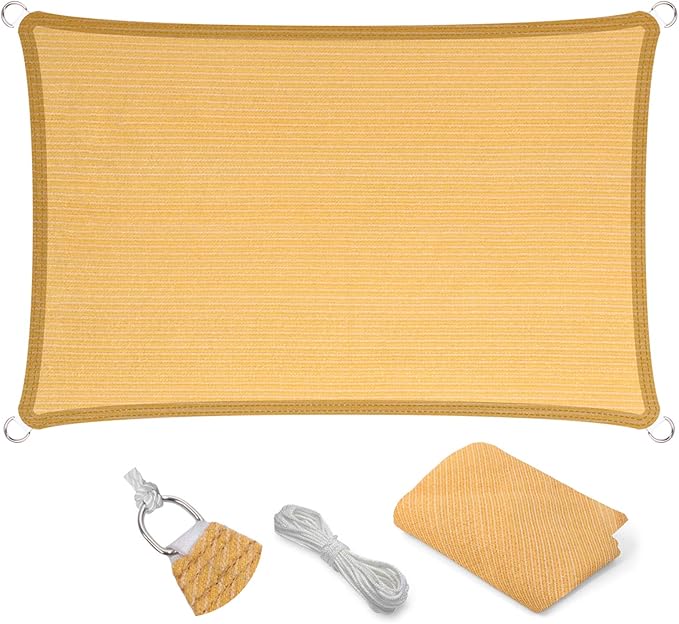 Eden's Decor 4' x 19' Wheat Sun Shade Sail Rectangular Straight Flat Edge Outdoor Canopy Fabric Cloth Awning for Pergola Patio Garden Backyard Custom Size
