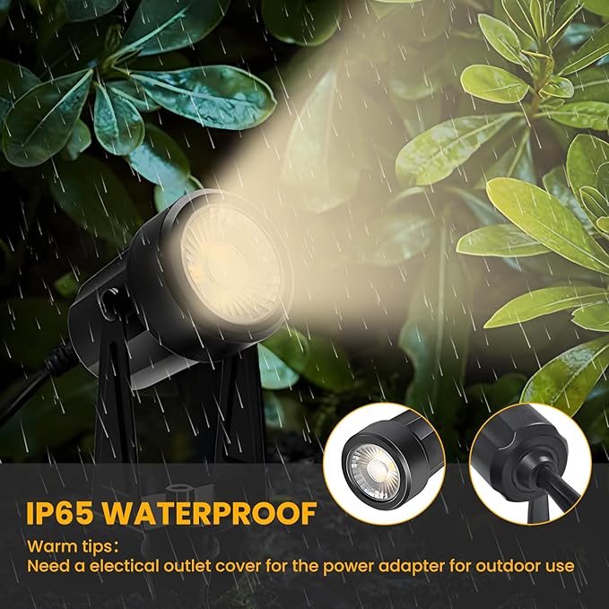 Svater Low Voltage Landscape Lighting Outdoor, 3W 250 LM Plug-in Outdoor Spotlights with Transformer for House Yard Pathway, 3000K Warm White Spot Lights IP65 Waterproof - 6 Pack