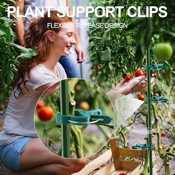 120 Pcs Plant Support Clips,Flower and Vine,Garden Tomato Plant Support Clips for Supporting Stems,Vines Grow Upright Climbing,Tool for Straightening,Tomato Cage,Trellis. 2 Sizes in one Pack