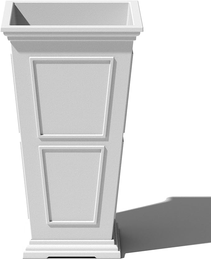 Veradek Fairmont Tall Plastic Planter - Large Outdoor Planter for Front Porch | Crack Resistant All-Weather Use | Classic Estate Design for Tall Plants, Flowers, Trees