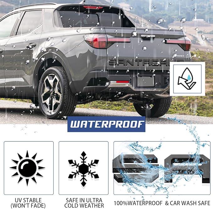 Tailgate Insert Letters Compatible for 2022 2023 2024 2025 Santa Cruz 4D Raised Tailgate Decal Letters (Double Layer Black Edge Gray Faced)