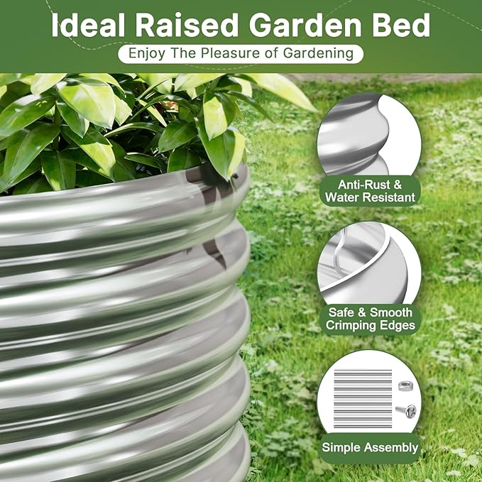3 PCS 6x3ft Galvanized Raised Garden Bed Outdoor, Metal Garden Bed for Vegetables, Above Ground Garden Box for Flower, Steel Raised Beds for Gardening