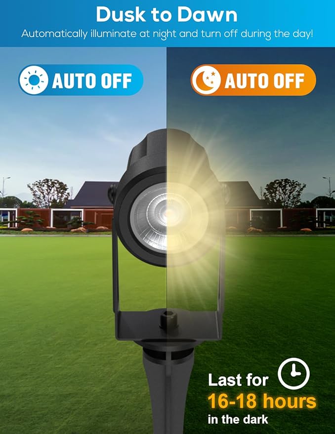 ZYAN Solar Landscape Spotlights, Separate Monocrystalline Panels & USB-C Powered 10800mAh Auto On Off Dusk to Dawn, Outdoor IP65 Waterproof, Warm White for Yard Path Patio (100 Lumens × 8 Pack)