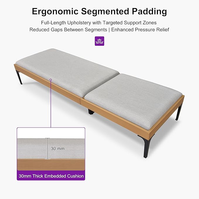 PURPLE LEAF Outdoor Chaise Lounge Set of 4 Aluminum Adjustable Patio Lounger Chairs with Cushions Reclining Beach Daybed for Poolside Balcony Deck Backyard, Teak