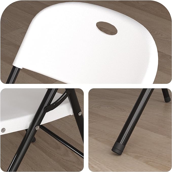 Nazhura 350 Weight Limit Heavy Duty Plastic Folding Chair with Reinfoced Steel Frame for Indoor and Outdoor, Wedding, Party, Restaurant, Meeting Room, Patio and Garden (White, 10 Pack)