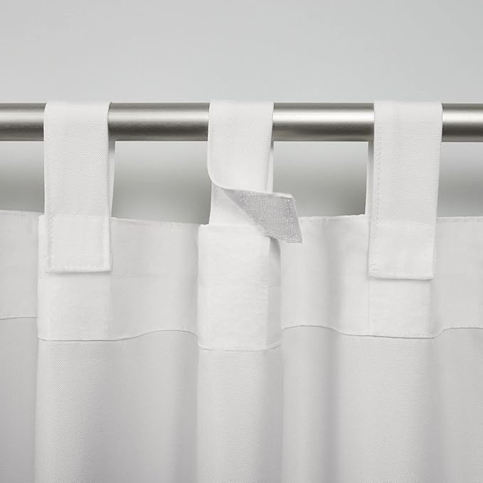 Exclusive Home Cabana Solid Indoor/Outdoor Light Filtering Hook-and-Loop Tab Top Curtain Panel Pair, 54"x84", Vanilla