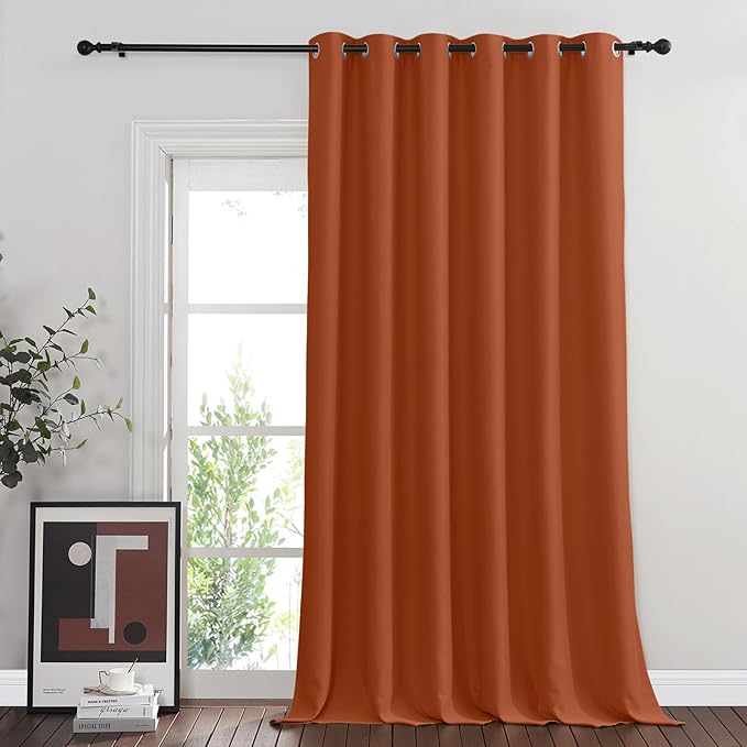 NICETOWN Blackout Sliding Glass Door Curtains, Room Darkening Thermal Insulated Curtains for Living Room Bedroom, Extra Wide Window Drapes, 1 Panel, W80 x L118, Burnt Orange