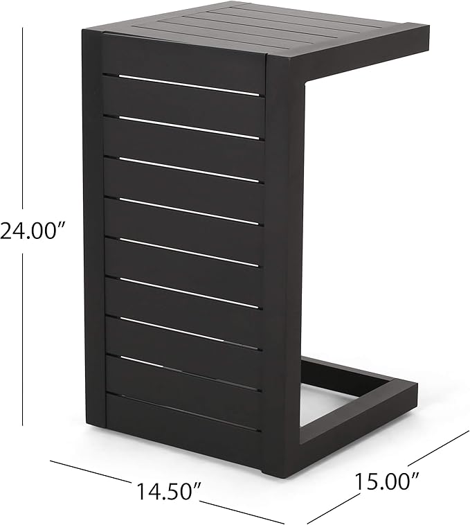 Christopher Knight Home Jesse Coral Outdoor Modern Aluminum C-Shaped End Table, Matte Black