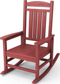 KINGYES Outdoor Rocking Chair, Weather Resistant Patio Rocking Chairs High Back Porch Rocker for Adult, Dark Red