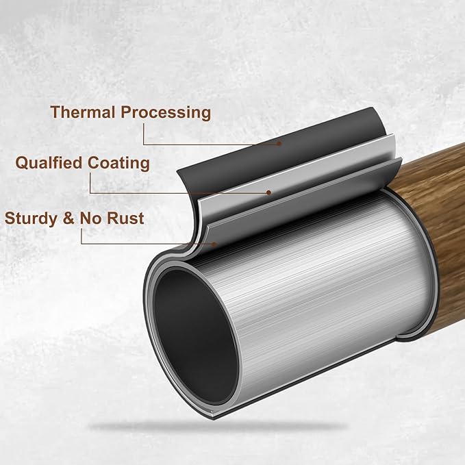1” Diameter Curtain Rods Itself is 30 to 144 inch 2 Pack Fit 30-142 inch, 66 to 120 inch Window with Heavy Duty Adjustable Rod Matte Wood Grain Splicing Metal Extra Long Curtain Rod for Windows