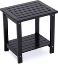 2-Tier Adirondack Side Table – Weather Resistant Wooden End Table, Rectangular Rustic Outdoor & Indoor Small Table for Patio, Garden, Lawn, Porch or Living Room (Black)