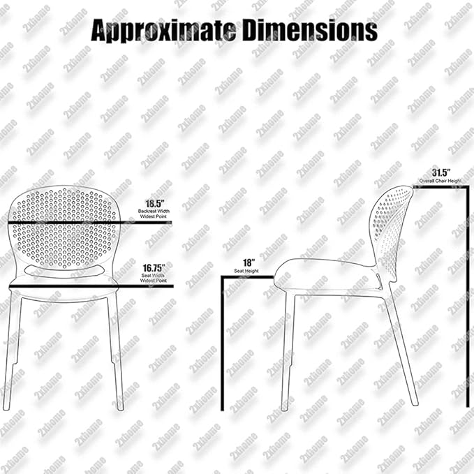2xhome Patio Dining Chair | Modern Stackable Outdoor Pool Side Chair | Weather Resistant Plastic for Yard, Porch, Balcony, Kitchen, Orange, Single, Set of 1