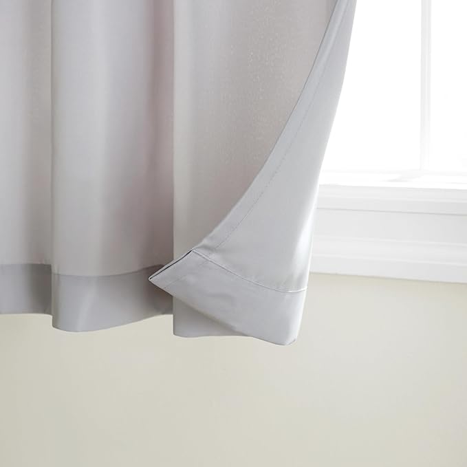 TOWN & COUNTRY BASICS Cabana Solid Heavyweight Indoor Outdoor Curtains, Light Filtering Opacity with Grommet Top, Water Repellent, 2-Pack Set, 54"x96", Cloud Grey