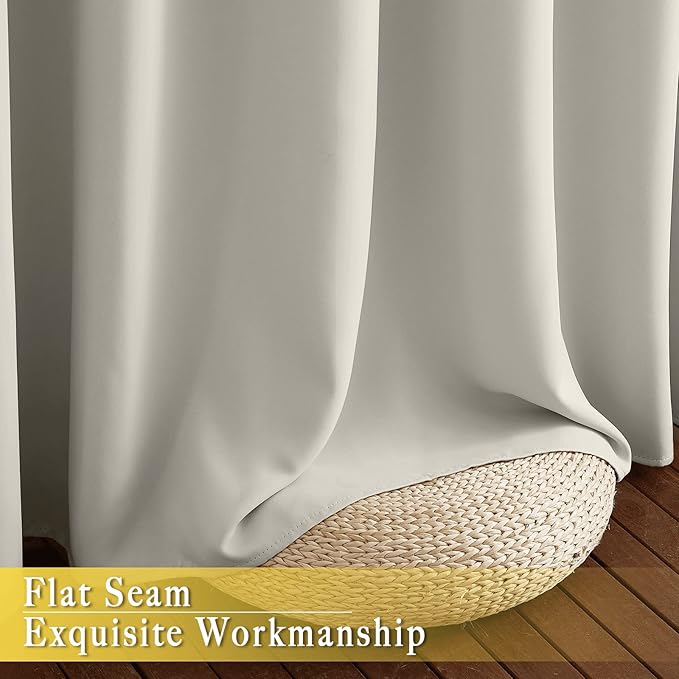 NICETOWN Blackout Room Divider Curtains for Sliding Glass Doors 102 Inches Long 1 Panel, Extra Wide Curtains for Doorway Patio Bedroom Living Room (Natural, 80Wx102L, 1 Panel)